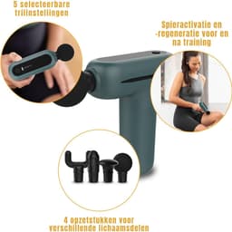 Aura® Massage Gun Professioneel – Massage Pistool - Massage Apparaat - Grijsgroen -13cm x 5cm x 15cm — thumbnail 3