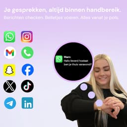 Kiraal Aura AMOLED Smartwatch voor Dames – 4 Bandjes (RVS, Nylon & 2x Siliconen) – Hartslagmeter – Stappenteller – Slaapmonitor – Multisport – Compatibel met Android & iOS – Zilver en Wit — thumbnail 5