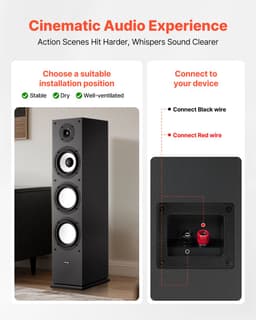 VEVOR Staande Luidspreker 2-Weg Systeem Hifi 200W 70Hz–20kHz 2,54CM Tweeter — thumbnail 4