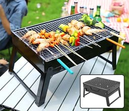 Borvat® Opvouwbare BBQ - Draagbare tafelgrill - Rechthoekig ontwerp - Compact en lichtgewicht - Zwart — thumbnail 1