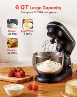 VEVOR Keukenmachine Elektrische Deegmixer 5,68L 1400W Zwart Standmixer — thumbnail 5