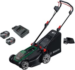 Bosch Rotak 18V2-43 - Grasmaaier - Inclusief 2 x 18V 4.0 Ah accu en AL 2x18V-88 lader en mulchplug — thumbnail 1