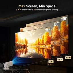 NaevaMi Beamer 4k - HY310 Android 11 - 4K Native 1080P Autofocus - 330ANSI Dual Wifi BT5.4 Air Mouse Voice - Beamer Kopen - Android - Beamer Projector - 4k Projector - 4k Beamer - Thuisbioscoop of Buiten - Wit — thumbnail 2