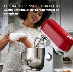 Nexvo® Mixer met Mengkom - Keukenmachine - Deegmixer - Inclusief Accessoires - RVS- Zilver/Rood - 39cm x 24cm x 36cm — thumbnail 3