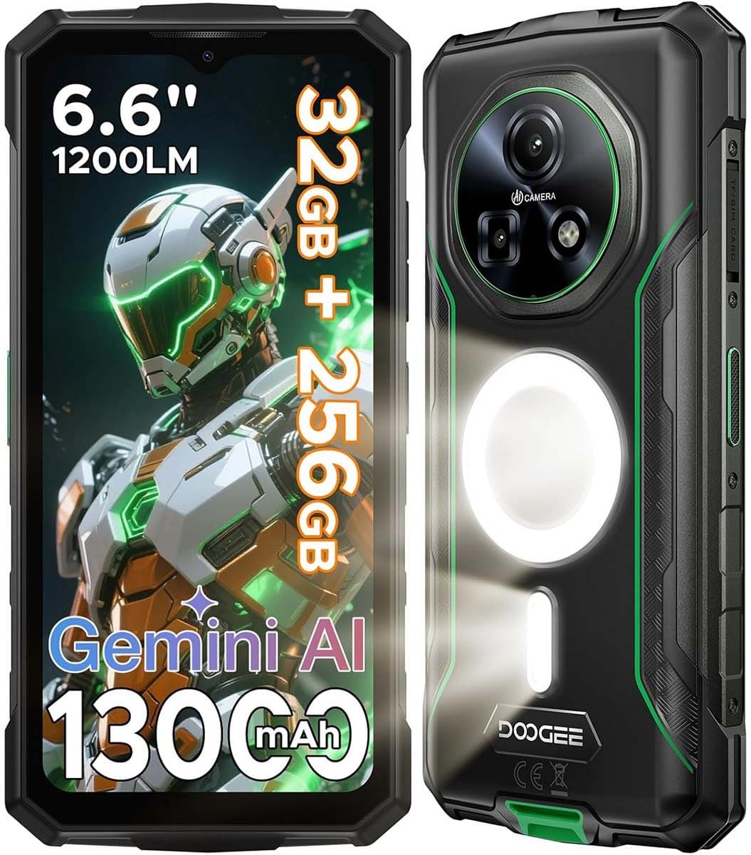 DOOGEE Fire 5 Ultra Robuuste Smartphone - 6GB RAM 128GB ROM - Gemini AI - 13000 mAh - IP68/IP69K Outdoor telefoon - 6,6 inch 90 Hz - Android 15 - NFC GPS - Groen — afbeelding 1
