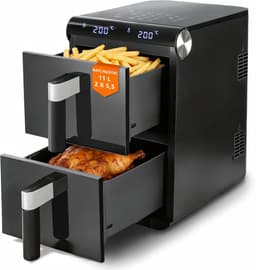 Glitzerlife - Heteluchtfriteuse - Dual-Zone Dual-Chamber 11L Heteluchtfriteuse - 13-in-1 2800W - Touchscreen Timer en Temperatuurregeling - Zwart - Huishoudelijke Heteluchtfriteuse voor Dagelijks Koken — thumbnail 1