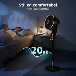 Staande ventilator 50W - Statiefventilator met 6 Snelheden en 3 Modi - Vloerventilator met met Afstandsbediening - Stille Ventilator in Hoogte Verstelbaar 90 tot 110 cm - Timer - Kantelbaar en Oscillerend - 23dB - Donkerbruin — thumbnail 4
