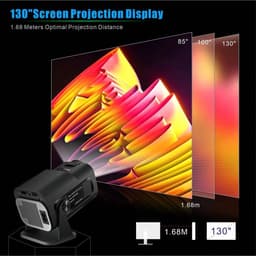 Mini Beamer - Mini Projector - 1920x1080P Full HD - 4K Ondersteuning - 160 Ansi - 12000 Lumen - Streamen Vanaf Je Telefoon / Tablet / PC / Laptop met WiFi & Bluetooth - Zwart — thumbnail 4