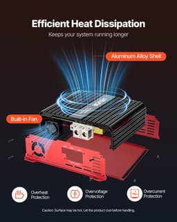 VEVOR Monoblock Auto-Versterker 3000 W Rms Max 1/2/4 Ohm, Audioversterker (Klasse D / 1-Kanaals) met Afstandsbediening voor Subwooferniveau, Laagdoorlaatfilter, Basversterking en Volumeregeling — thumbnail 4