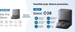 eufy Nieuw 2026 Robotstofzuiger met Dweil C28 Omni - HydroJet-zelfreinigende Dweilrol - Upgrade van X10 Pro - 15.000Pa Zuigkracht - Alles-in-1 Station - Automatisch Dweilen en Drogen - AI-obstakeldetectie — thumbnail 2