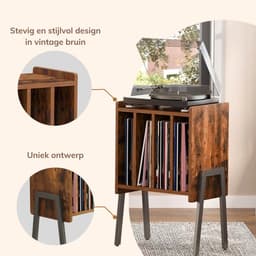 ACAZA LP Opbergsysteem - LP Houder - Vintage Bruin - 45 x 30 x 66 cm (L x B x H) - Vinyl Opbergsysteem - Platenspeler Meubel - Platenkast - Platenhouder - 72 Platen — thumbnail 5