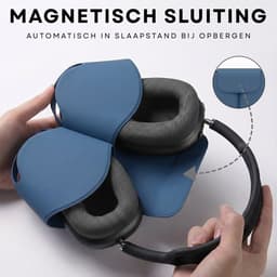 Ainy - Blauw Case Accessoires - Koptelefoon hoes geschikt voor Apple Airpods Max | Zacht Polyester Siliconen Syntetisch Leer materiaal | Magneet sluitingen — thumbnail 4