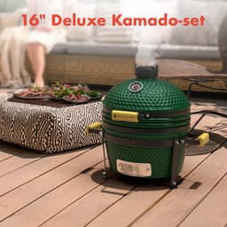 KitchenBrothers Kamado BBQ - 16 Inch Houtskool Barbecue - 34⌀ cm - PFAS-vrij - Deluxe Set - Egg BBQ met Accessoires - Vaderdag Cadeau - Groen — thumbnail 2