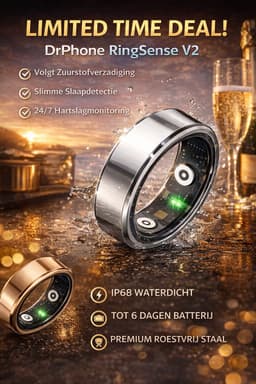 DrPhone RingSense V2 - Smart Ring - Europese ringmaat 59 - IP68 Waterdicht - 24-Uur Hartslagmonitoring – Slaapmonitor – Stappenteller – Mobiele App – Rose Goud — thumbnail 2