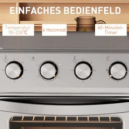 Mini Heteluchtoven met 24L Inhoud en 1600W Vermogen - RVS Zilver — thumbnail 4