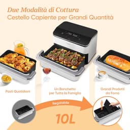 Grote Heteluchtfriteuse 10 Liter met Dubbele Mand, 7-in-1, 2800W, Voor Gezond Frituren — thumbnail 5