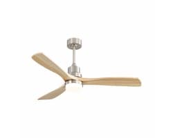 Plafondventilator 132 cm met dimbare LED - 6 snelheden - 3 houten bladen - omkeerbare DC-motor - afstandsbediening - slaapkamer