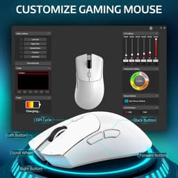 ATTACK SHARK R1 - Superlight Gamingmuis - 59g Ultralicht - PixArt PAW3311 Sensor - BT & 2.4G Draadloos & Bedraad - 6 Instelbare DPI Tot 18000 - 65 uur Batterij - Wit — thumbnail 3