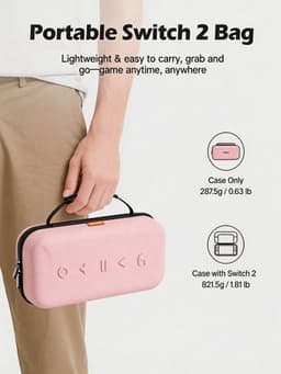 Sounix Case Geschikt voor Nintendo Switch 2 - Ingebouwde standaard - Hoesje Geschikt voor Switch 2 - Beschermhoes - Opbergtas - Roze — thumbnail 2