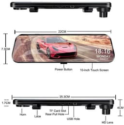 Dashcam voor Auto - 10 Inch Touchscreen Spiegelcamera - 1080P AHD Dashcam - Nachtzicht - Groothoek 170° - Parkeermodus - Inclusief 6M RCC BL - Zwart — thumbnail 5