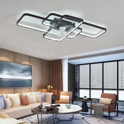 Moderne LED Plafondlamp met Ventilator - Dimbare Zwarte Zomer- en Winterstand - 103cm — thumbnail 1