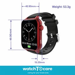 WatchToCare Pulse GPS Alarmhorloge Senioren | Camera | Valdetectie | 3-4 Dagen Accu | Discreet Design | Zonder Abonnement | Red — thumbnail 3
