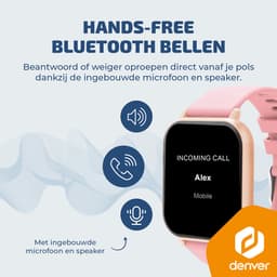 Denver Smartwatch - Android iOS - Notificaties - Sporthorloge - Hartslagmeter - Saturatiemeter - Slaapmonitor - SWC176RO - Roze — thumbnail 2