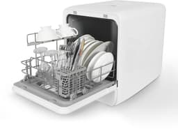 Puluomis Mini Vaatwasser met Waterreservoir - Vrijstaande Afwasmachine - 3 Couverts - 7 Wasprogramma's - Incl. Bestekmandje - Wit — thumbnail 4