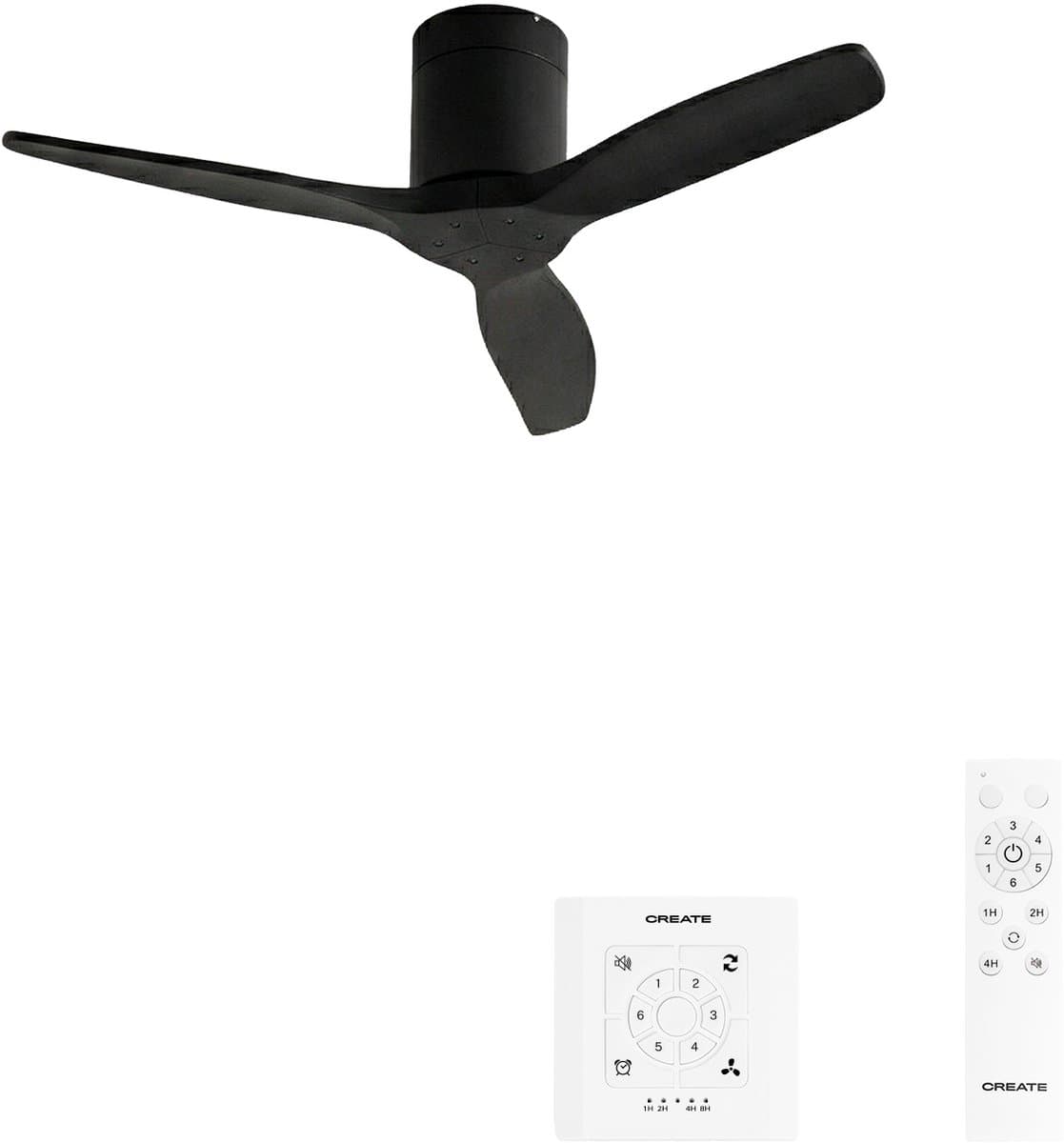 CREATE - Stille 40W plafondventilator met technische ABS bladen in verschillende maten - S - Geen licht - Controller voor wandmontage - WIND CALM — afbeelding 1