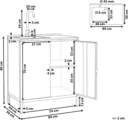Buitenkeuken Kast - Tuin Keukenunit - Buiten Koken - Inclusief Spoelbak - 80x50x90 cm - Blauw — thumbnail 2
