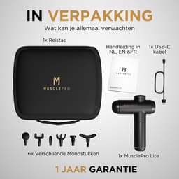 7.4V massage gun - inclusief koffer- professioneel massage apparaat - massage pistool - spier massage - sport massage - 6 mondstukken - 99 snelheden - zwart - krachtig en draadloos — thumbnail 5