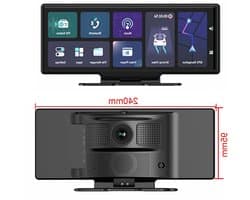 Dashcam voor Auto - 10.26” Touchscreen Dashcam - 4 Camera’s - 4G Android 8.1 - 360° Panorama - GPS & ADAS - Parkeermodus - Zwart