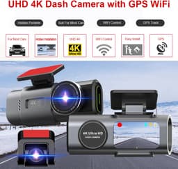 Dashcam voor Auto - 4K Dashcam - Dual Lens - 170° Groothoek - GPS - WiFi - Nachtvisie - 24H Parkeermodus - G-Sensor - 128GB Geheugenkaart inbegrepen - 6M RC Dashcam - Zwart — thumbnail 2