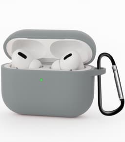 Hoesje - Geschikt voor Apple Airpods Pro 3 - met Clip - Siliconen Hoes - Silicone Case Cover - Grijs — thumbnail 1