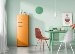 Helvetia Retro Koelvriescombinatie HRDPER206EO1 - Oranjekleur - 144cm Hoog - 4ster Vriezer - Vintage - 206 Liter — thumbnail 5
