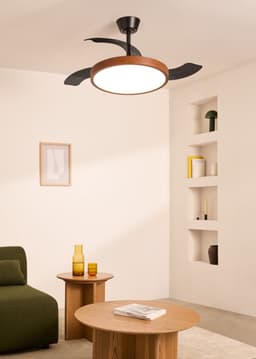 CREATE - Plafondventilator 40W stil met intrekbare bladen met licht - Ø91cm - Zwart / Donker hout - WIFI + afstandsbediening - WIND CLEAR STUDIO — thumbnail 4