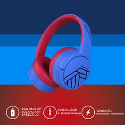 PowerLocus Tiger Draadloze Over-Ear Koptelefoon voor Kinderen, Active Noise Cancelling, 74dB/85dB/94dB Limiet, met Microfoon - Blauw/Zwart — thumbnail 2