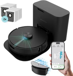 Heevey Robotstofzuiger met dweilfunctie - Automatisch leegstation - Vacuum cleaner - Dweilrobot - Huisdieren - 7000PA zuigkracht - LDS lasernavigatie - Dweilrobot - 2 extra stofzuigerzakken - Met app — thumbnail 1