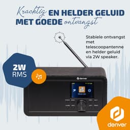 Denver DAB Internetradio - DAB - FM - Internetradio - Noodradio - Bluetooth - Alarmfunctie - DIR200 — thumbnail 4