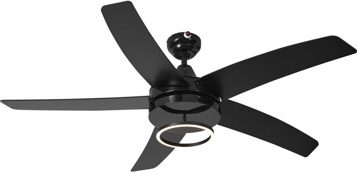 QAZQA cool anello - Stille LED Plafondventilator met Verlichting | Lamp en Afstandsbediening - 1 lichts - Ø 132 cm - Zwart - Woonkamer | Slaapkamer | Keuken — afbeelding 1