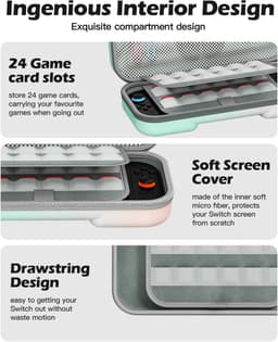 Sounix Case Geschikt voor Nintendo Switch 2 - Hoesje Geschikt voor Switch 2 - Beschermhoes - Opbergtas - Blauw/Roze — thumbnail 3