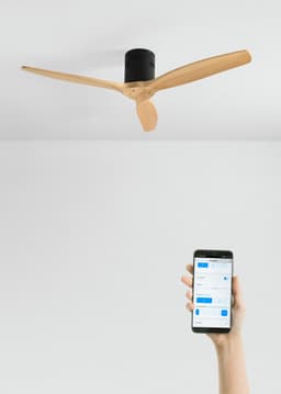 CREATE - Plafondventilator 40W silent 100% hout (Ø132cm) (ruimtes 10m²-25m²) - Zwart / Licht hout - Geen licht - WIFI + Afstandsbediening - WIND CALM NATURAL WOOD — thumbnail 1