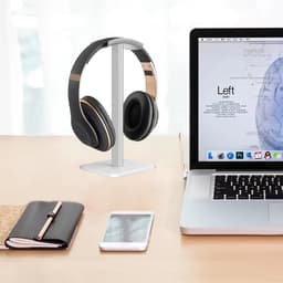 Koptelefoon standaard - Headset houder - Bureau organiseren - Afneembaar ontwerp - 9x9x20cm - Wit — thumbnail 2