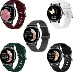 Maoo Ventura AMOLED Smartwatch Dames - RVS en 4x Siliconen Bandje - Stappenteller - Hartslagmeter - Slaapmonitor - Multisport - Geschikt voor Android en iOS - Zwart — thumbnail 2