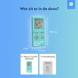 Silvergear Retro Spelcomputer Blokkenspel 26 Spelletjes - Speelgoed Voor in de Auto - Mini Arcade Game Console voor Kinderen - Puzzel Speelgoed - Reisspelletjes Voor Kinderen - Cadeau voor Jongens en Meisjes - Vakantie - 6, 7+ Jaar - Lichtblauw — thumbnail 2