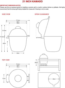 Keij Kamado Legend Large Mat Zwart 21 Inch — thumbnail 5