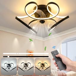 Plafond Ventilator Lamp - 50 CM - Smart Lamp - 6 Standen - Dimbaar - Zwart - Kroonluchter Ventilator - Chandelier Fan - Woonkamer Lamp - Ventilator Lampen - Eetkamer lamp - Slaapkamer lamp — thumbnail 4