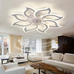 Moderne grote plafondventilator met dimbare verlichting en afstandsbediening — thumbnail 4