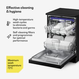 Klarstein Vaatwasser Velaire vrijstaande 60 cm - 14 couverts, 9 programma's, stil 42 dB, energieklasse A, AquaStop, kinderslot, roestvrij staal, vaatwasser - Vaatwasmachine - voor Keuken - Energiezuinig - Dishwasher - Afwasmachine — thumbnail 3