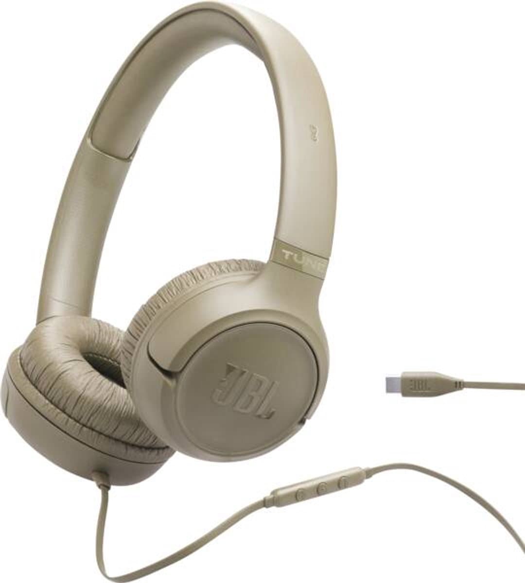 JBL Tune 530 USB-C - USB C Koptelefoon - Bedrade On-ear Headset voor iPhone 15, 16 & 17 - Met Microfoon - JBL Pure Bass - Samsung & Laptop - Beige — afbeelding 1
